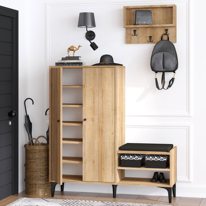 Hanah Home Jess Zapatero con Perchero en Roble